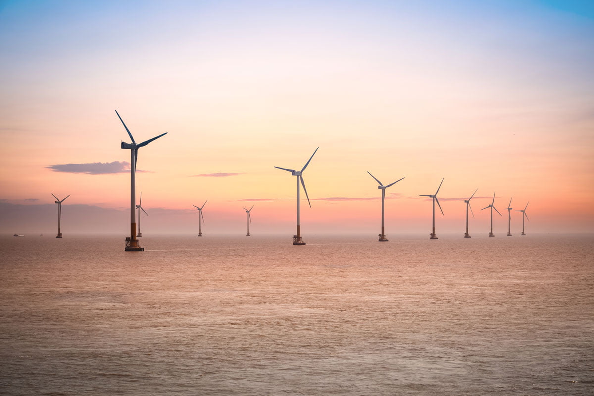 Offshore Wind Turbines at Sunset